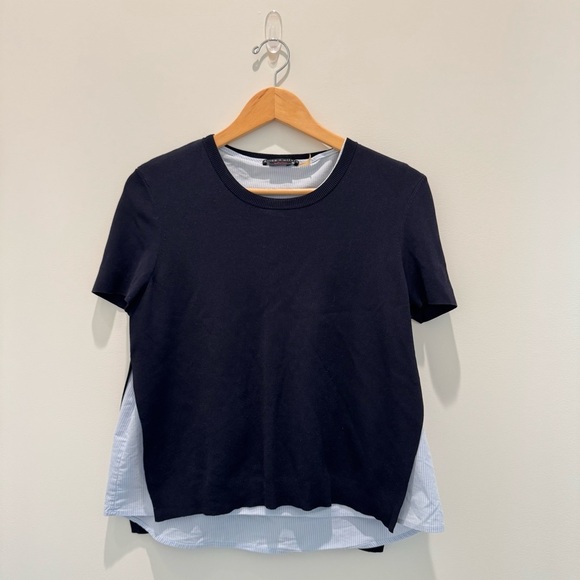 Alice + Olivia Iva Top 2 in 1 Sweater and Tank Layered navy blue 
Size M - Picture 3 of 9